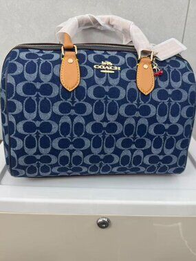 Coach Rowan Satchel Bag In Signature Denim Canvas NWT CY699